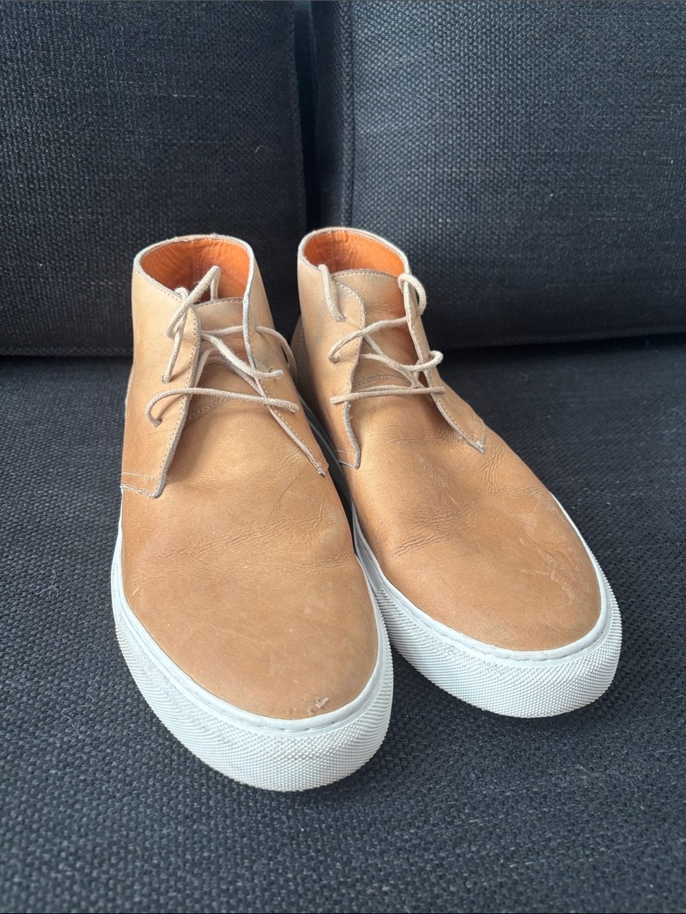 Beckett Simonon Tan Leather Chukka Boots with White Sole